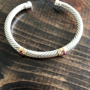 DAViD YURMAN CABLE BRACELET 2 STATIONS OF RUBIES